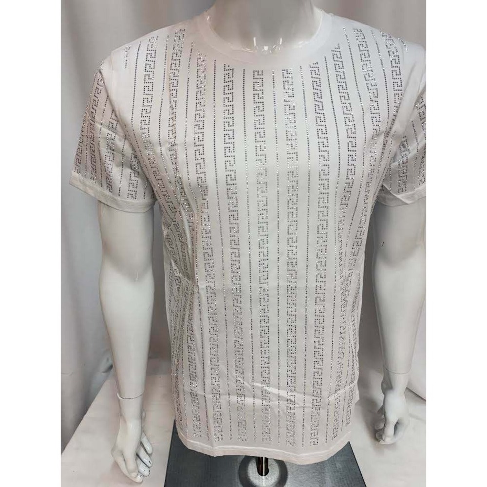NWT! Barabas Men's ST937 White And Silver Crew Neck T-Shirt L
